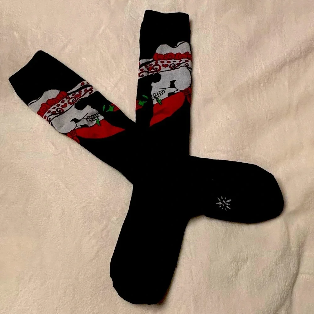 Day of the dead 🌹 💀 Mexican skull cowboy socks 🧦 BRAND NEW - Picture 1 of 6